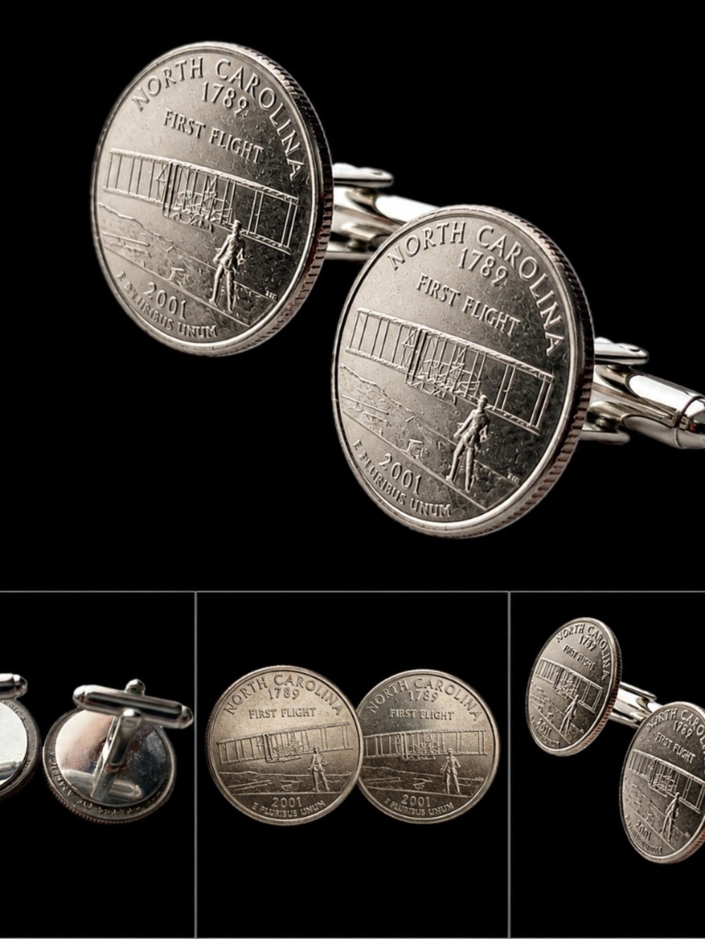 North Carolina State Quarter Coin Cufflinks | Wright Brothers First Flight